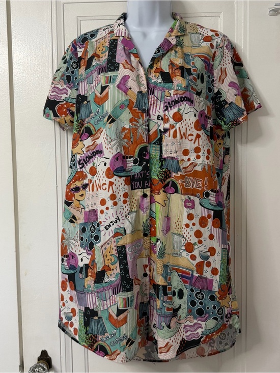 Zara Dresses & Skirts - Zara cartoon pop art shirt dress features a vibrant, maximalist print.